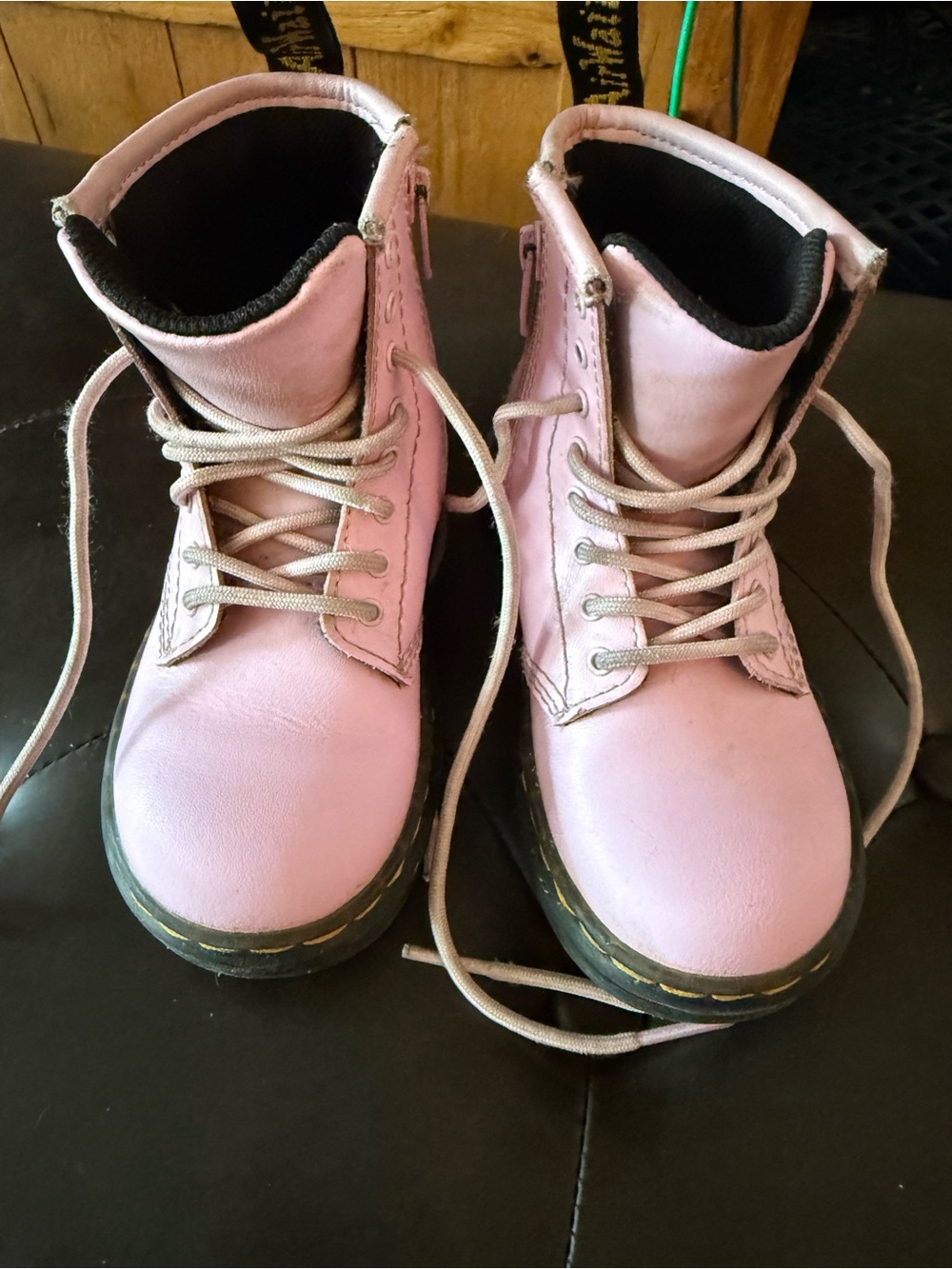 Dr. Martens KIDS toddler Pink zip lace up ankle boot